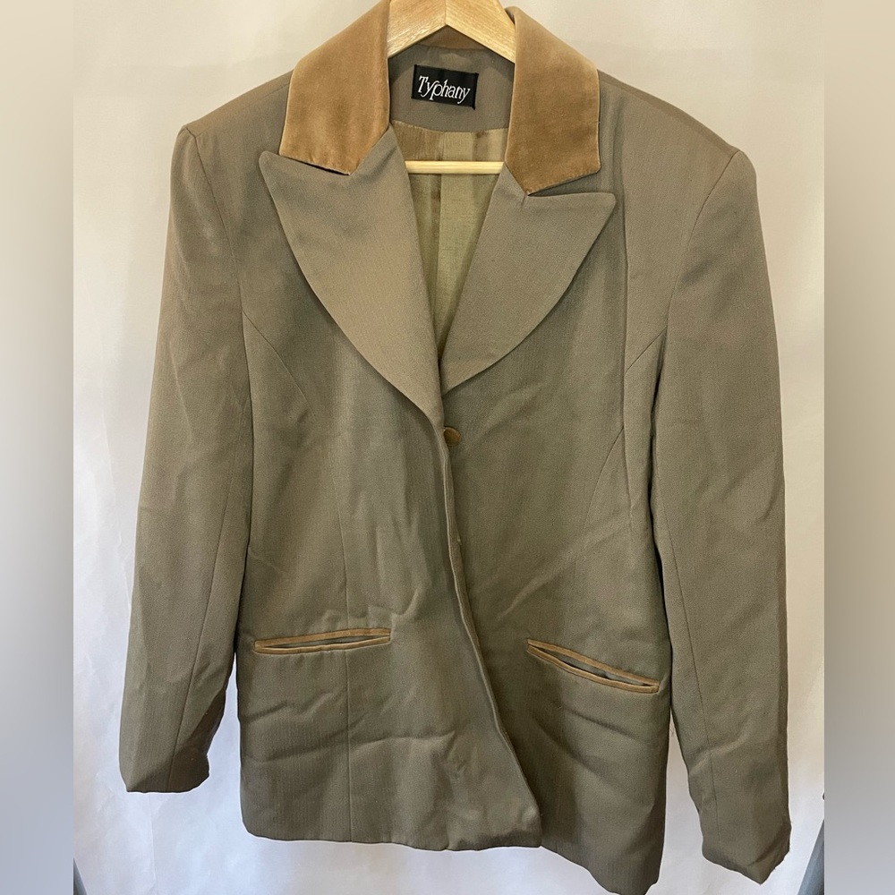 Velvet Collar Blazer + Vest Set